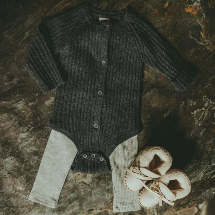 Donsje Amsterdam Bodysuits and Playsuits Baby Kees Merino Wool Romper Dark Navy Melange