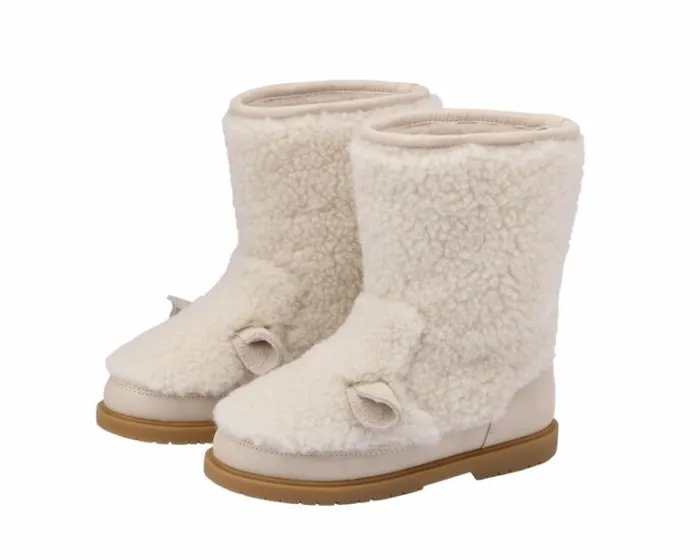 Donsje Amsterdam Boots Boys Irfi Off White Curly Sheep Wool
