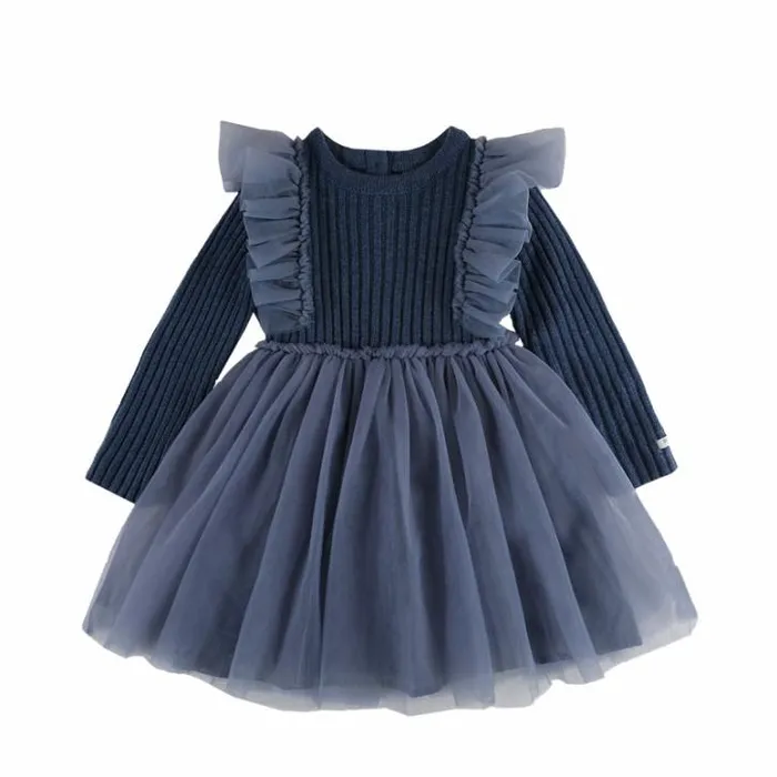 Donsje Amsterdam Dresses and Skirts Girls Bilie Dress Royal Blue Melange