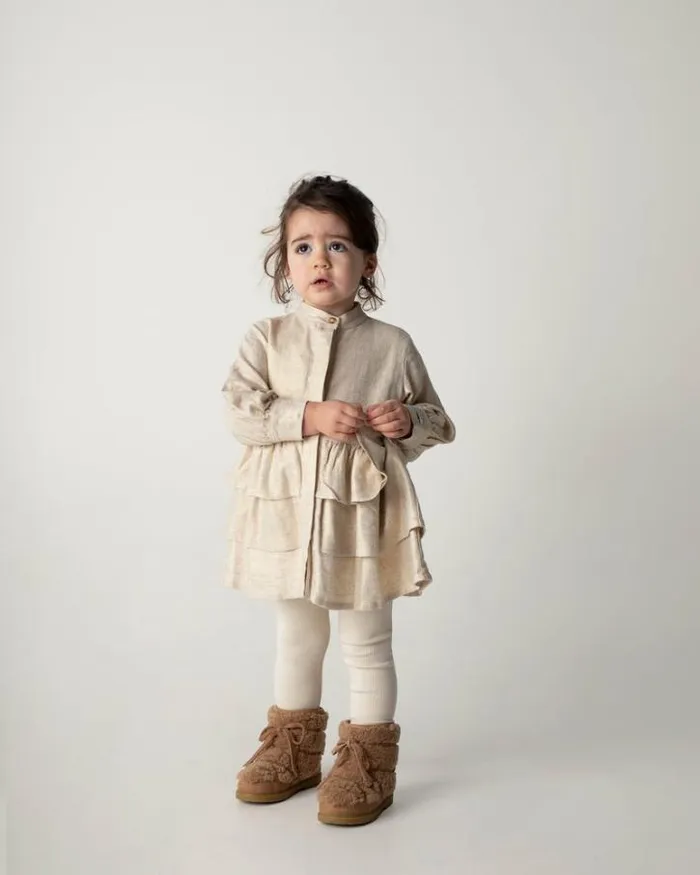 Donsje Amsterdam Dresses and Skirts Girls Jazzley Dress Soft Sand Metallic