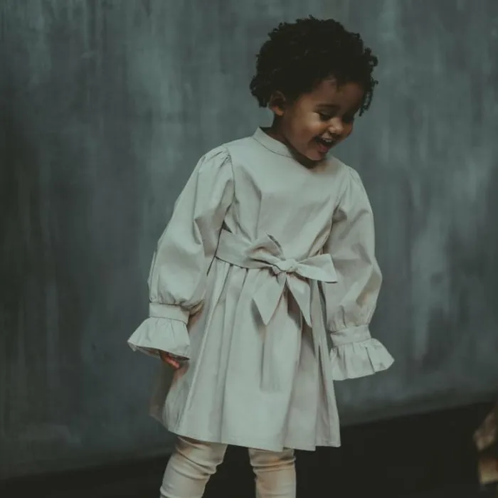 Donsje Amsterdam Dresses and Skirts Girls Muza Dress Soft Grey
