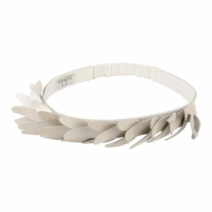Donsje Amsterdam Hair Accessories Girls Bola Headband Off White Metallic Leather