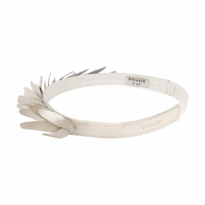 Donsje Amsterdam Hair Accessories Girls Bola Headband Off White Metallic Leather