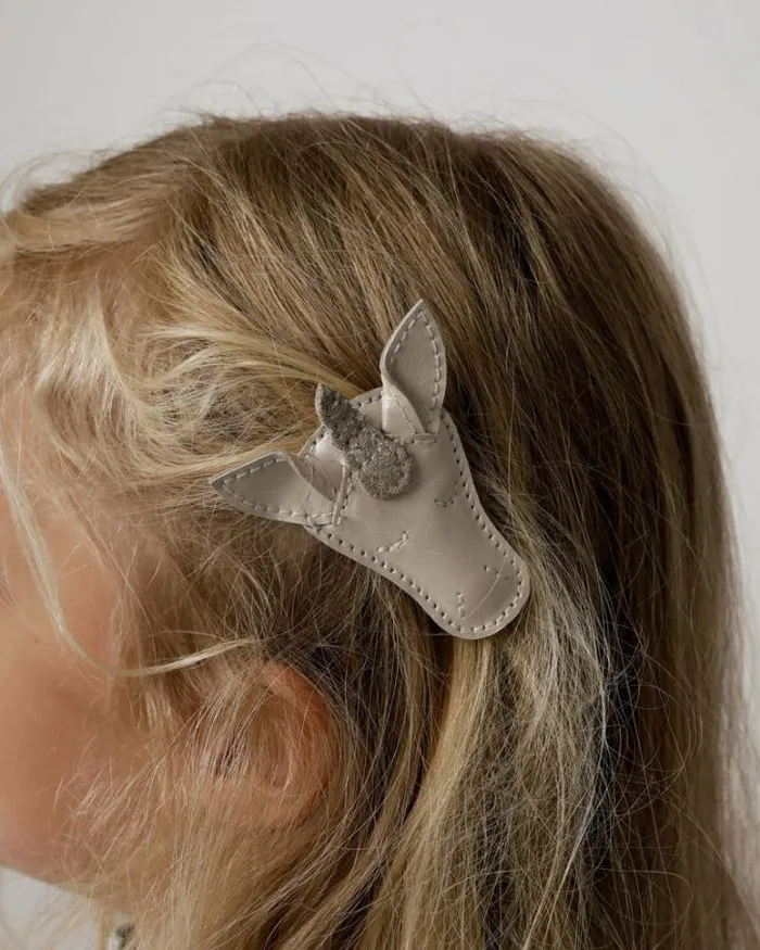 Donsje Amsterdam Hair Accessories Girls Josy Special Hairclip Light Rose Leather