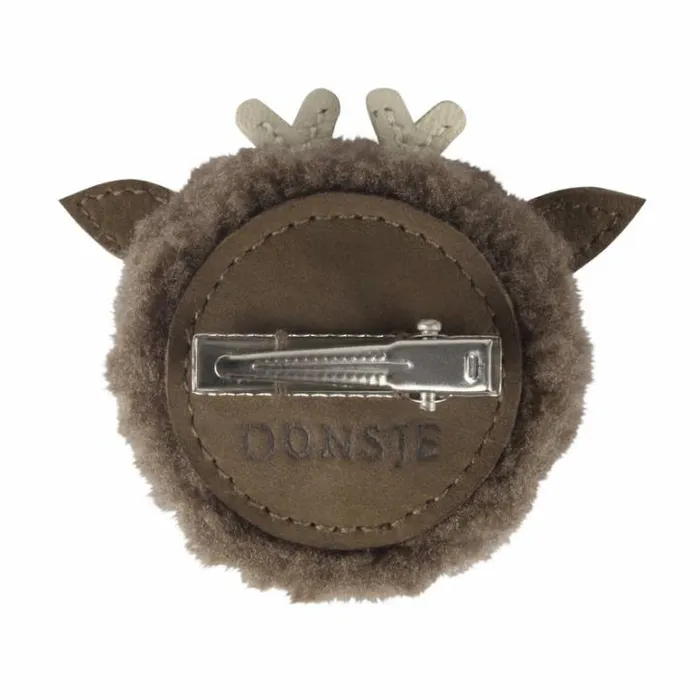 Donsje Amsterdam Hair Accessories Girls Ploto Hairclip Hazelnut Curly Faux Fur