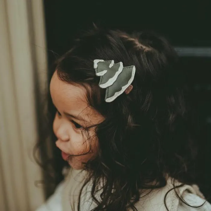 Donsje Amsterdam Hair Accessories Girls Wonda Hairclip Olive Leather