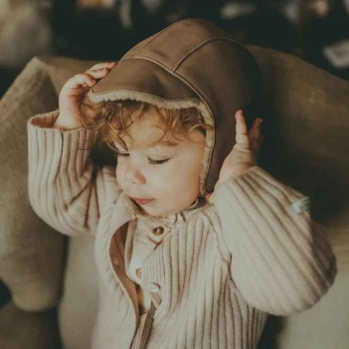 Donsje Amsterdam Hats and Mittens Boys James Hat Truffle Nubuck