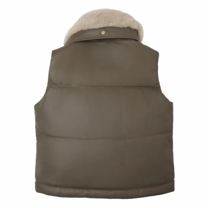Donsje Amsterdam Jackets and Gilets Boys Bees Leather Bodywarmer Dark Taupe Leather