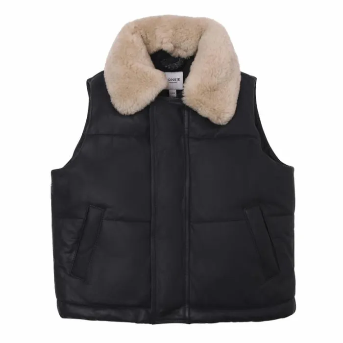 Donsje Amsterdam Jackets and Gilets Boys Bees Leather Bodywarmer Navy Leather