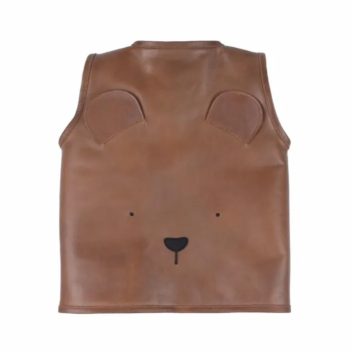 Donsje Amsterdam Jackets and Gilets Boys Noa Gilet Cognac Classic Leather