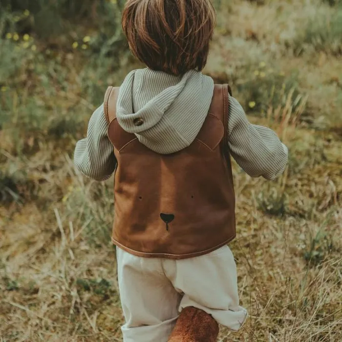 Donsje Amsterdam Jackets and Gilets Boys Noa Gilet Cognac Classic Leather