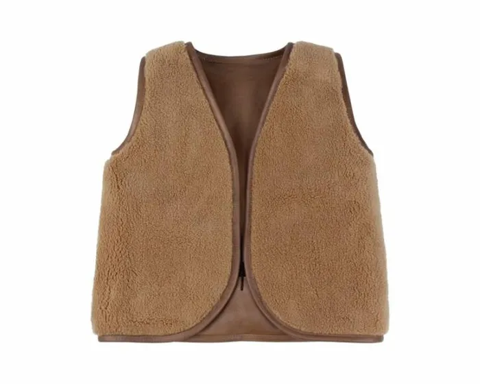 Donsje Amsterdam Jackets and Gilets Boys Noa Gilet Cognac Classic Leather