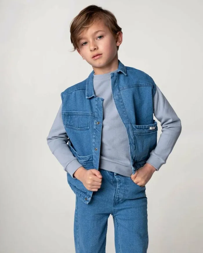Donsje Amsterdam Jackets and Gilets Girls Padd Denim Gilet Vintage Blue