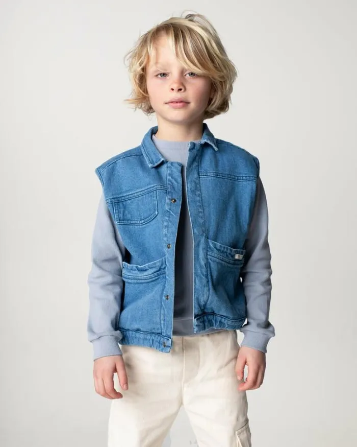 Donsje Amsterdam Jackets and Gilets Girls Padd Denim Gilet Vintage Blue