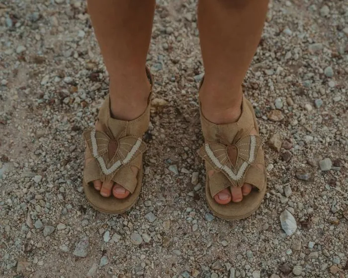 Donsje Amsterdam Sandals Girls Iles Sky Truffle Metallic Leather