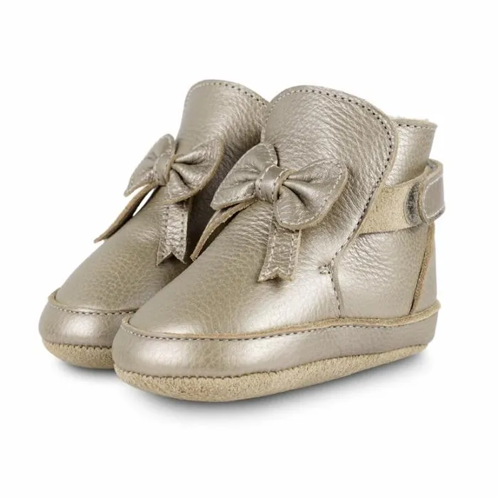 Donsje Amsterdam Shoes Baby Cubow Booties Champagne Metallic Leather