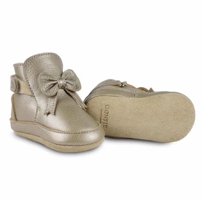 Donsje Amsterdam Shoes Baby Cubow Booties Champagne Metallic Leather