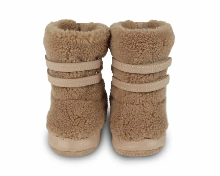 Donsje Amsterdam Shoes Baby Larisso Booties Light Maple Curly Faux Fur