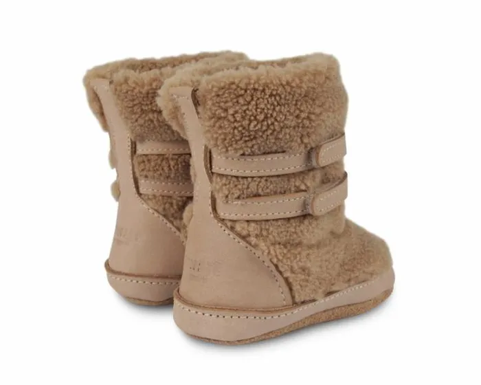 Donsje Amsterdam Shoes Baby Larisso Booties Light Maple Curly Faux Fur