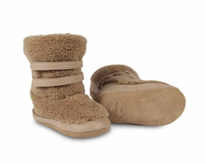Donsje Amsterdam Shoes Baby Larisso Booties Light Maple Curly Faux Fur
