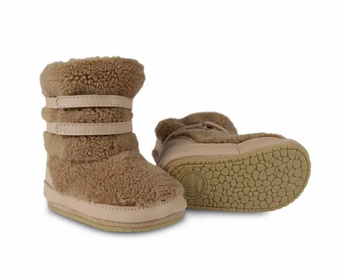 Donsje Amsterdam Shoes Baby Larisso Booties Light Maple Curly Faux Fur