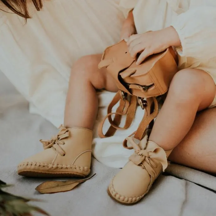 Donsje Amsterdam Shoes Baby Pina Organza Booties Kaki Nubuck