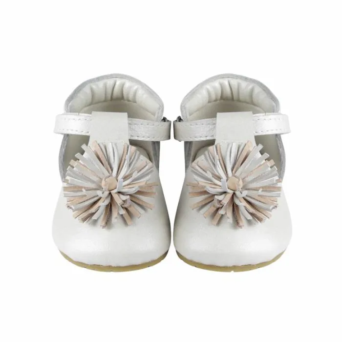 Donsje Amsterdam Shoes Baby Poms Shoes Off White Metallic Leather