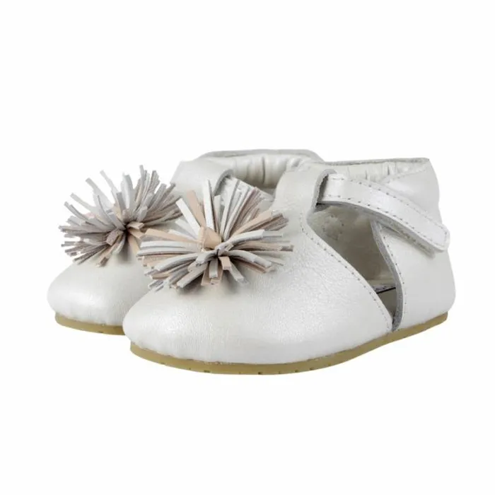 Donsje Amsterdam Shoes Baby Poms Shoes Off White Metallic Leather
