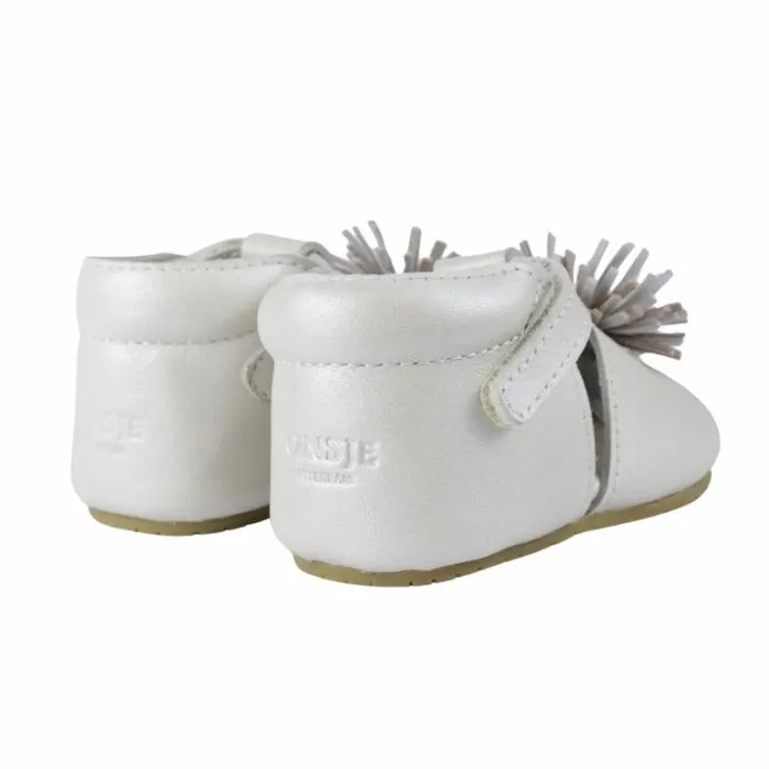 Donsje Amsterdam Shoes Baby Poms Shoes Off White Metallic Leather