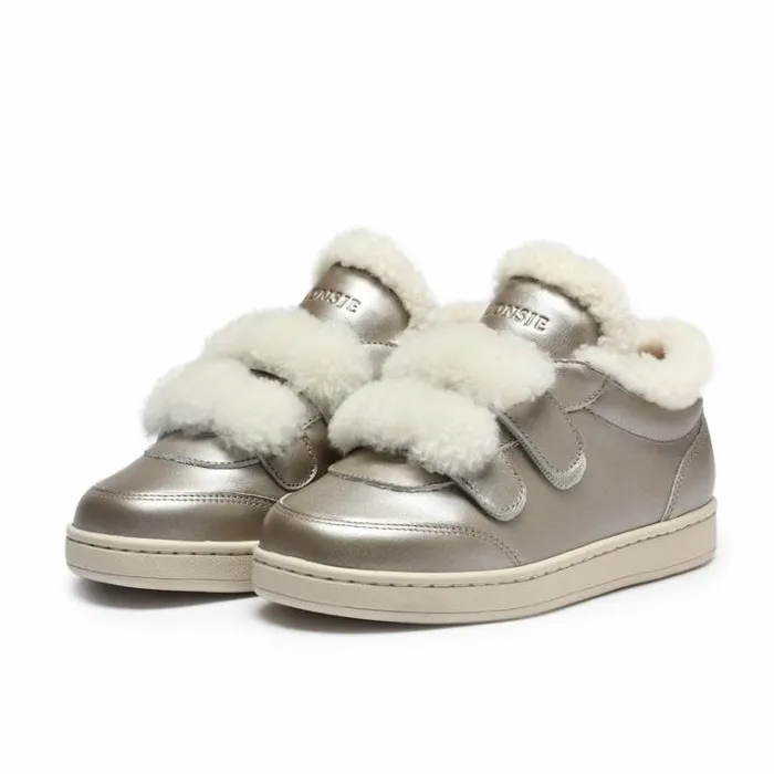 Donsje Amsterdam Sneakers Girls Hanzell Sneakers Champagne Metallic Leather
