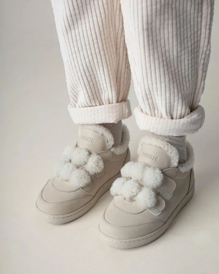 Donsje Amsterdam Sneakers Girls Hanzell Sneakers Cream Leather