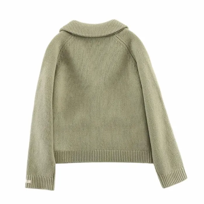 Donsje Amsterdam Sweaters and Cardigans Baby Kicher Merino Wool Cardigan Desert Green