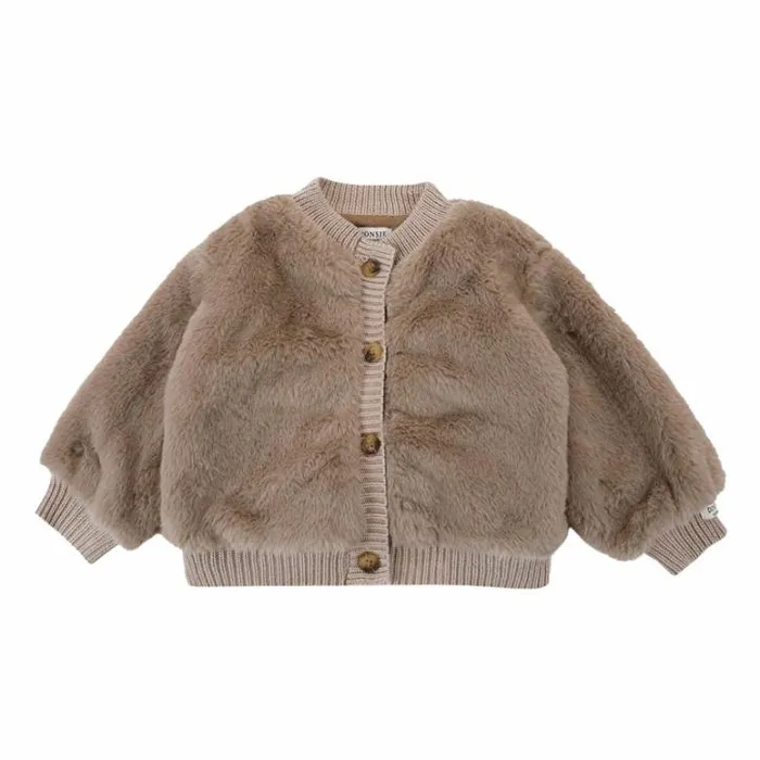 Donsje Amsterdam Sweaters and Cardigans Baby Manita Cardigan Taupe Teddy