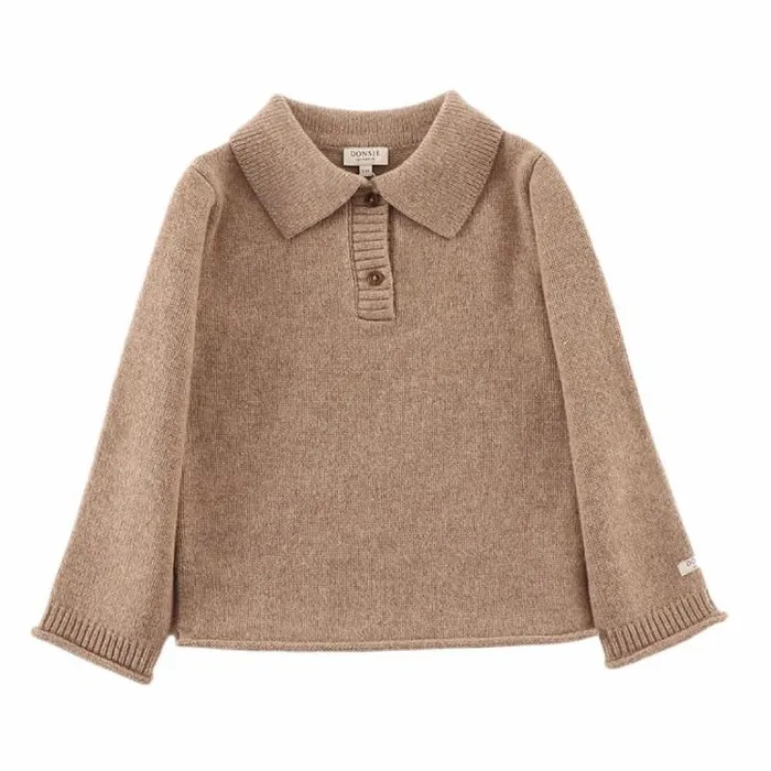 Donsje Amsterdam Sweaters and Cardigans Baby Ojan Merino Wool Sweater Milk Chocolate Melange