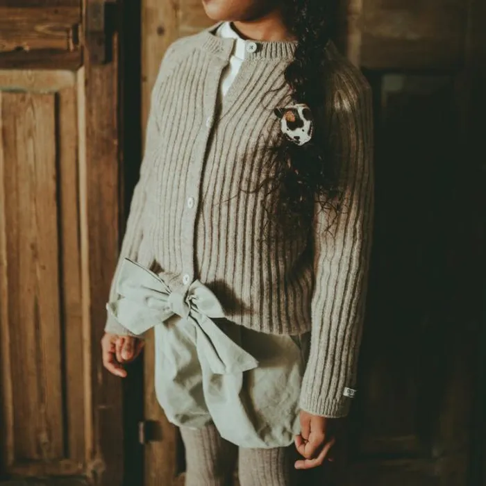 Donsje Amsterdam Sweaters and Cardigans Baby Perino Merino Wool Cardigan Beige Melange