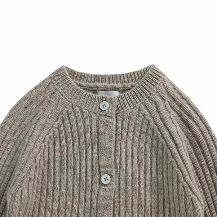 Donsje Amsterdam Sweaters and Cardigans Baby Perino Merino Wool Cardigan Beige Melange