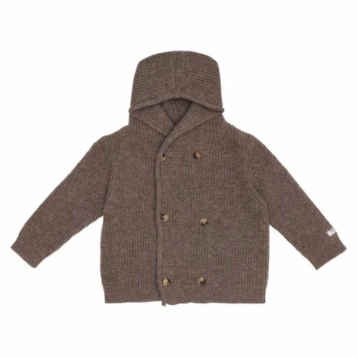 Donsje Amsterdam Sweaters and Cardigans Baby Tristan Merino Wool Cardigan Dark Taupe Melange