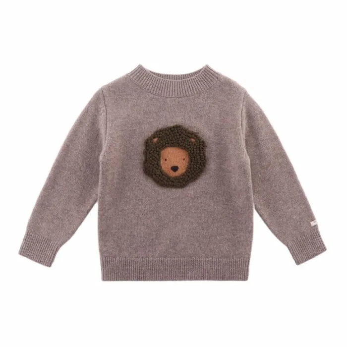Donsje Amsterdam Sweaters and Cardigans Boys Denn Merino Wool Sweater Dark Taupe Melange