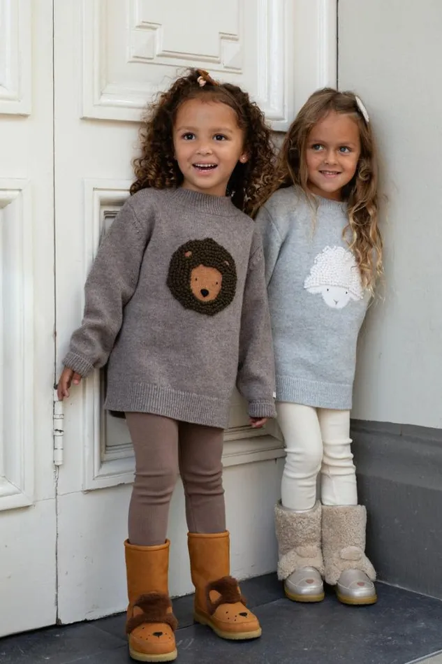 Donsje Amsterdam Sweaters and Cardigans Boys Denn Merino Wool Sweater Dark Taupe Melange