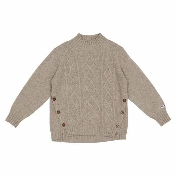 Donsje Amsterdam Sweaters and Cardigans Boys Jos Merino Wool Sweater Taupe Melange