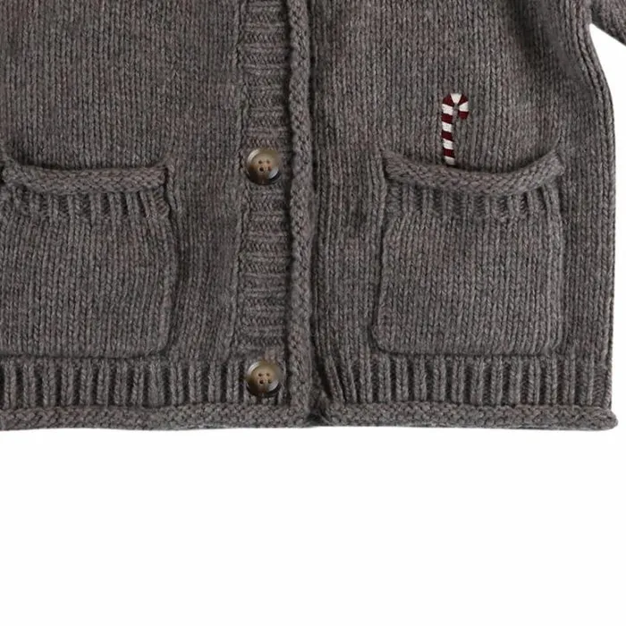 Donsje Amsterdam Sweaters and Cardigans Girls Bieka Cardigan Dark Taupe Melange