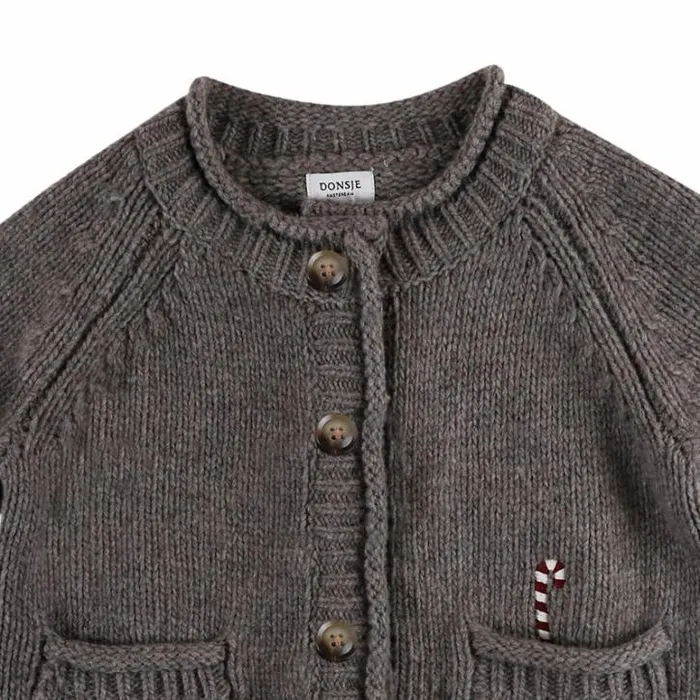 Donsje Amsterdam Sweaters and Cardigans Girls Bieka Cardigan Dark Taupe Melange