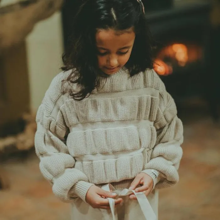 Donsje Amsterdam Sweaters and Cardigans Girls Ceou Sweater White Sand Melange