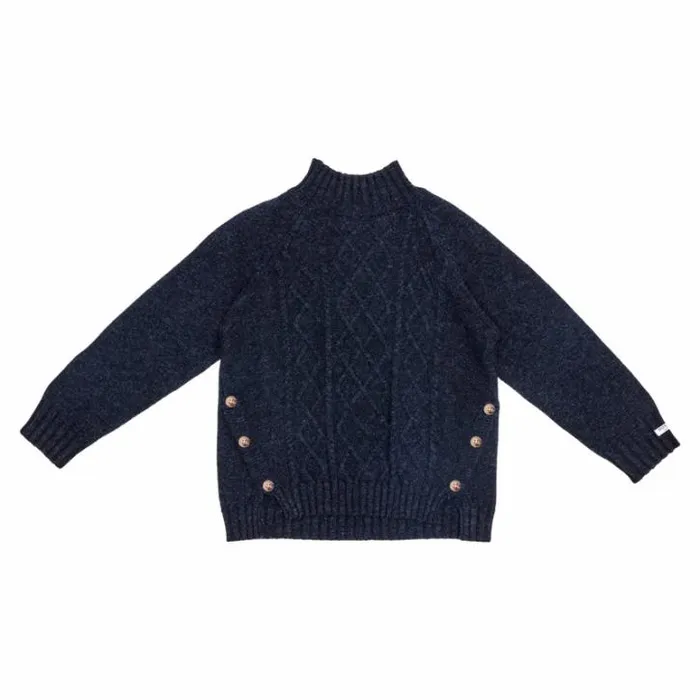 Donsje Amsterdam Sweaters and Cardigans Girls Jos Merino Wool Sweater Blue Marine Melange
