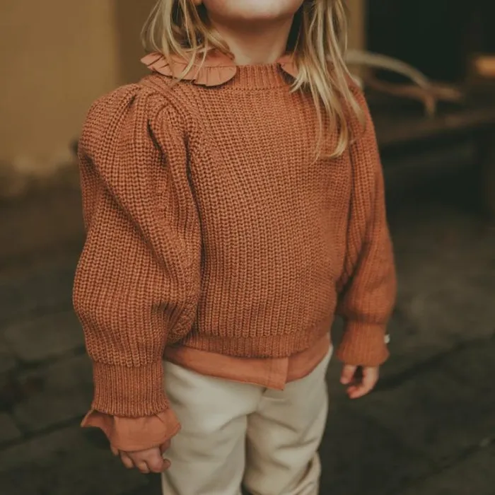 Donsje Amsterdam Sweaters and Cardigans Girls Megan Sweater Maple Grey Melange