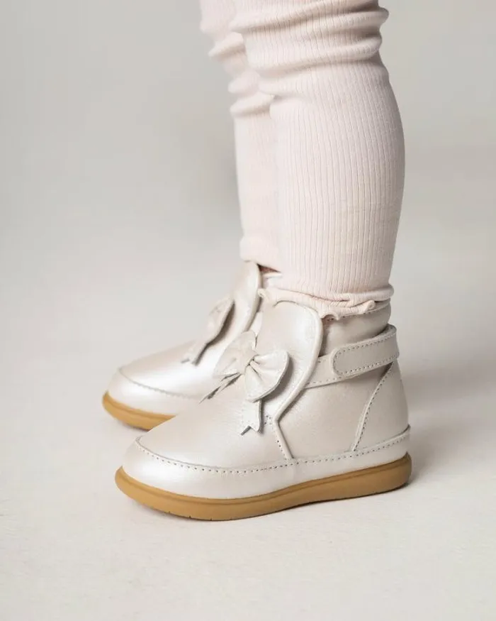 Donsje Amsterdam Toddler Shoes Baby Cemilla Shoes Off White Metallic Leather