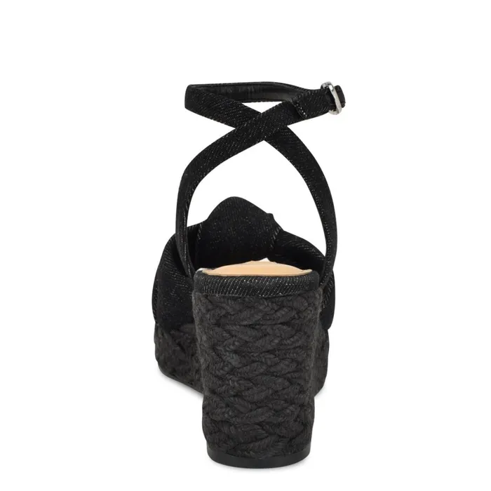 Dotime Espadrille Wedge Sandals Black Denim Women Nine West Mid Heels Dotime Espadrille Wedge Sandals Black Denim Women Nine West Mid Heels