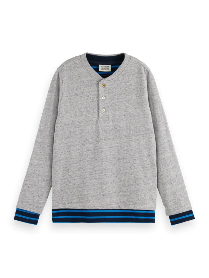 DOUBLE LAYERED LONGSLEEVED TSHIRT Grey Melangenight Blue Stripe Kids Scotch and Soda TShirts DOUBLE LAYERED LONGSLEEVED TSHIRT Grey Melangenight Blue Stripe Kids Scotch and Soda TShirts
