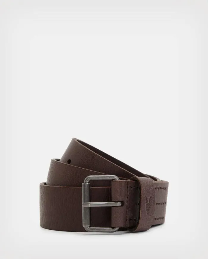 Dunston Leather Belt Brown Men AllSaints Leather Belts