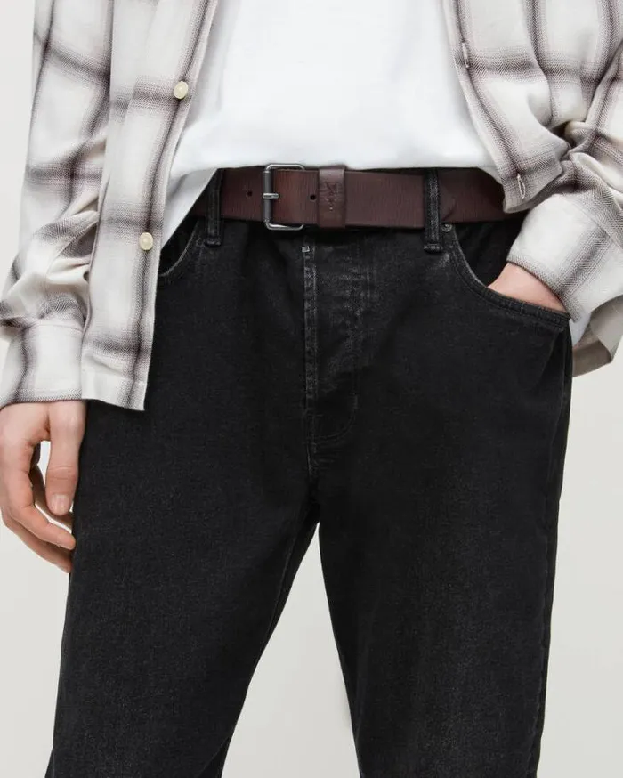 Dunston Leather Belt Brown Men AllSaints Leather Belts